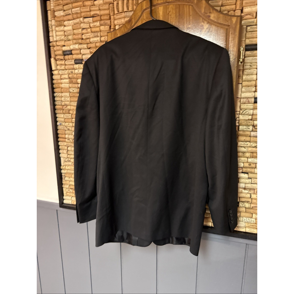Richard Harris Sport Jacket Black Wool Blend 2- Button Flap Pockets Lined Sz 42R - Picture 6 of 6